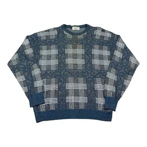Vintage 80s MONDO Made in Italy Patterned Crewneck Sweater Men's Medium